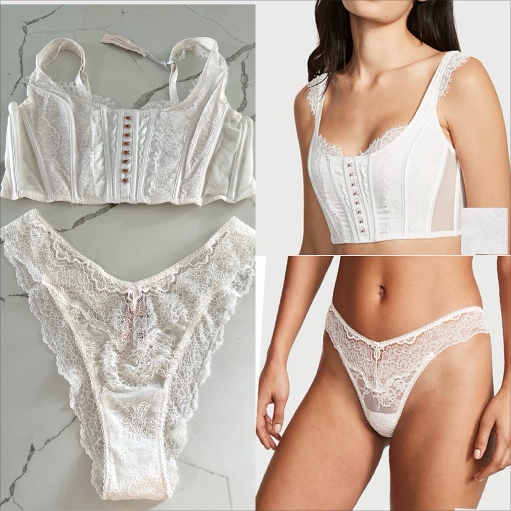 NWT Victoria’s Secret Dream Angels Unlined Lace-Up Corset Top and panty set XL